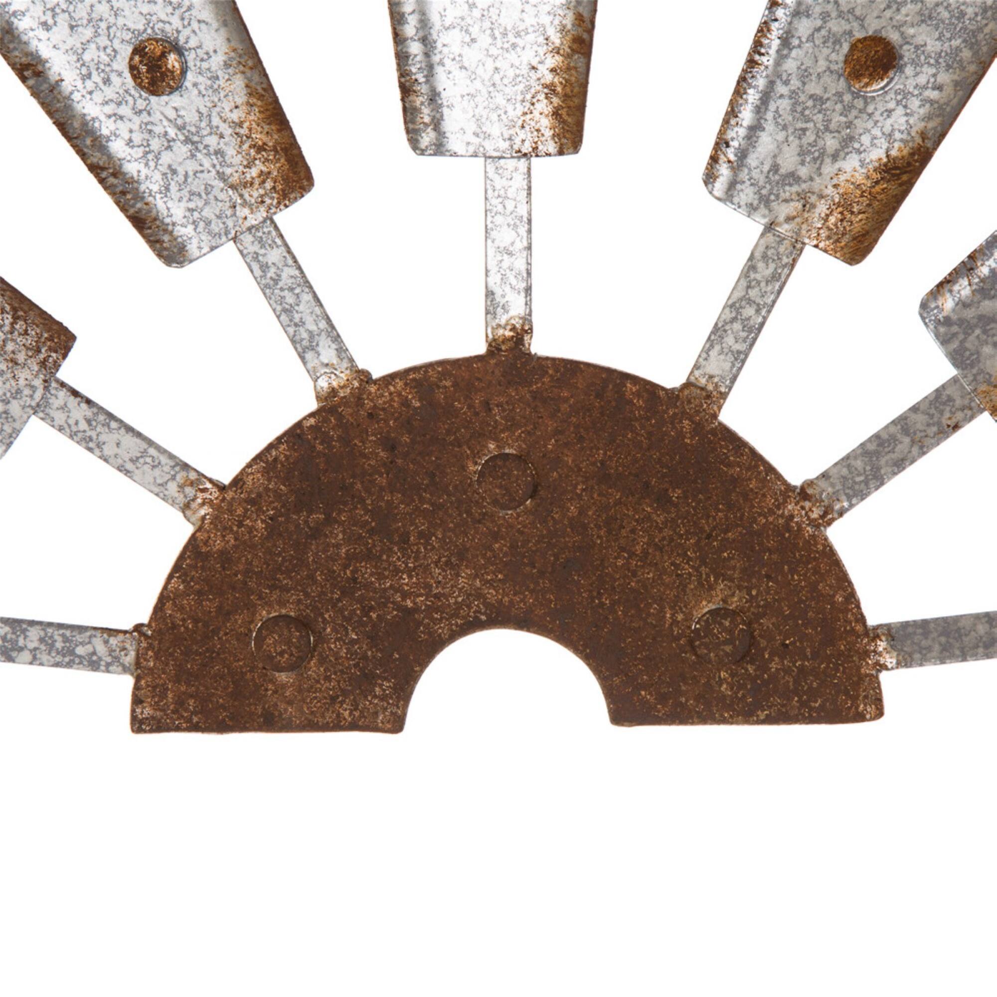 Glitzhome® Galvanized Metal Semi-Circle Windmill Wall Décor